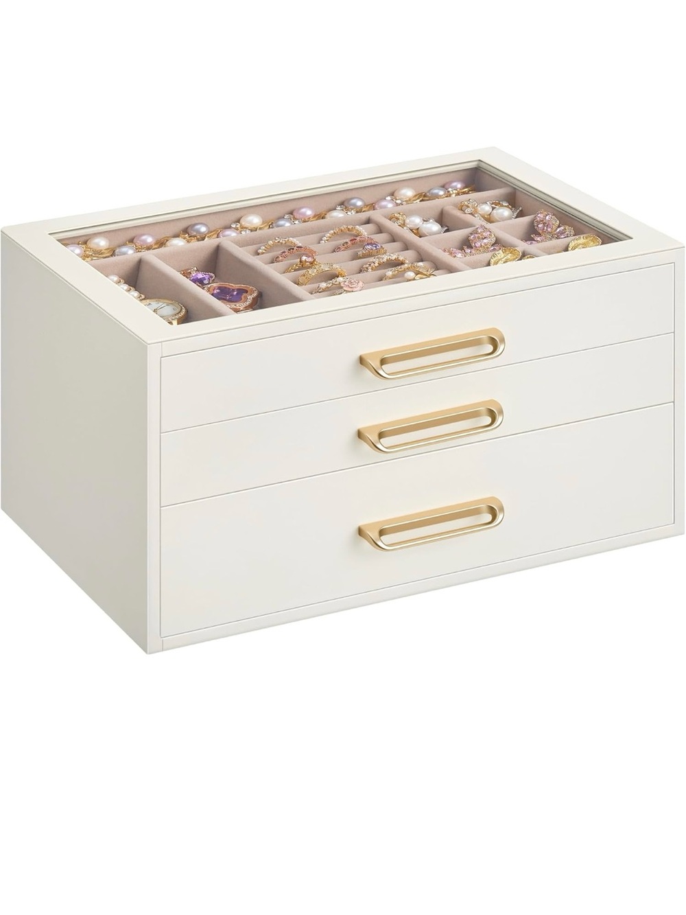 3-Layer Jewelry Box with Glass Window, Jewelry